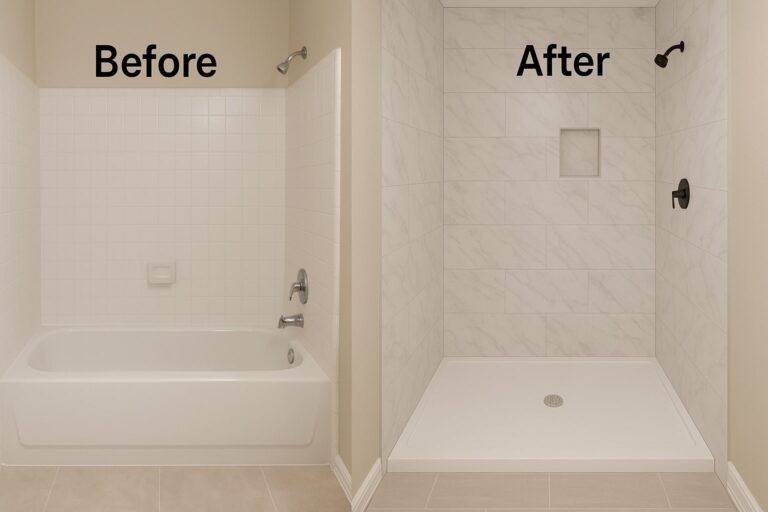 Changing A Tub Into A Shower - Before and After