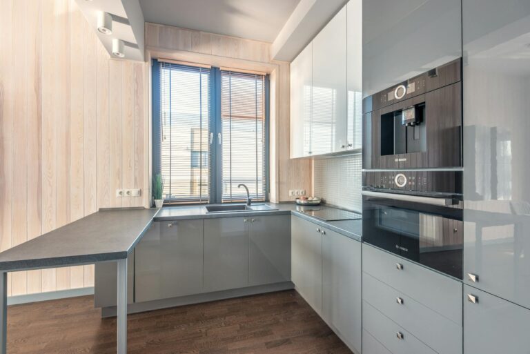 Kitchen with cellular shades window