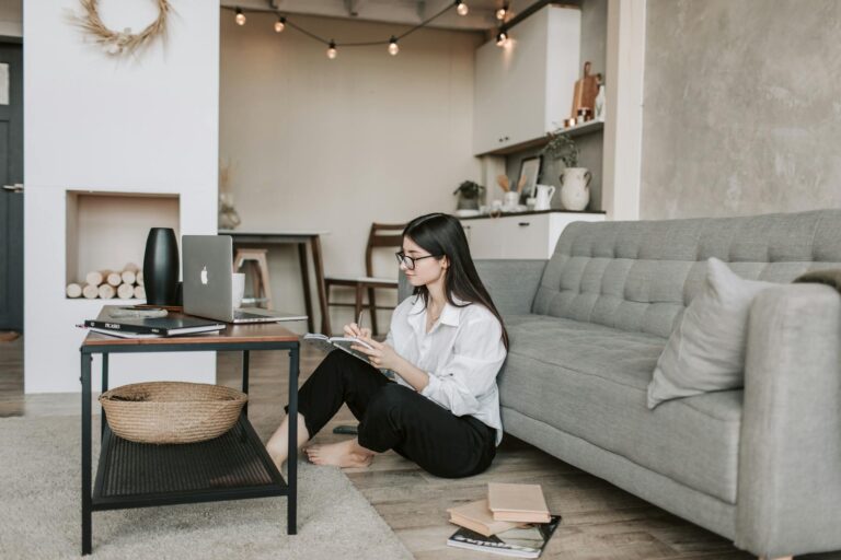 woman browsing design ideas
