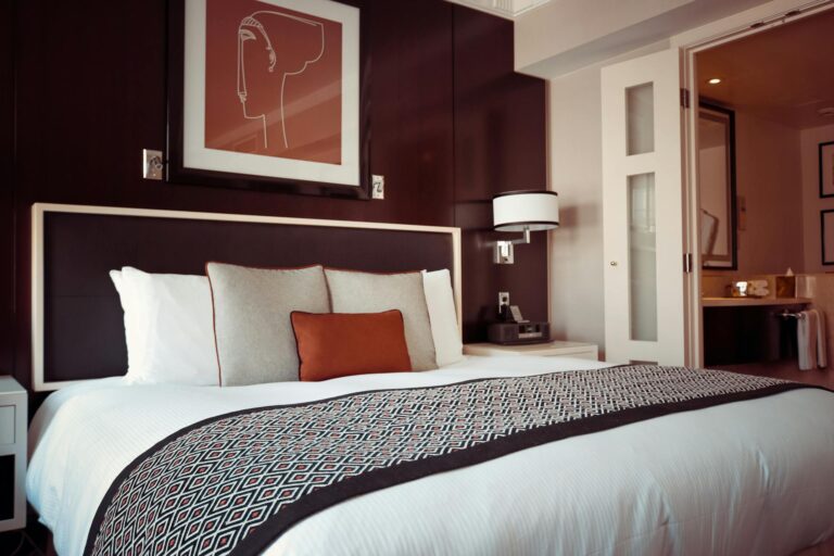In-law suite - Black and Grey Bedspread on Bed and Pillow
