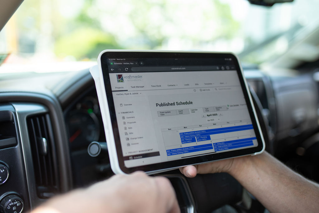 Kraftmaster's Project Management Software  on a Tablet device