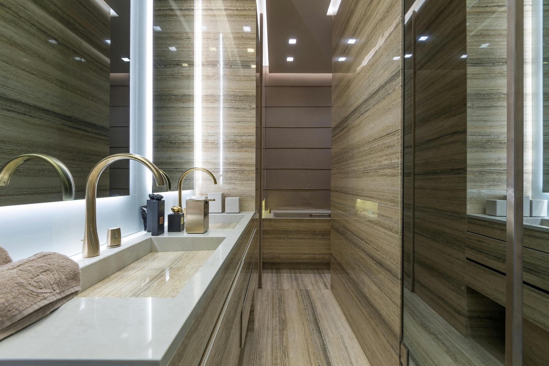 Guest bathroom with matte black fixtures and clean finishes