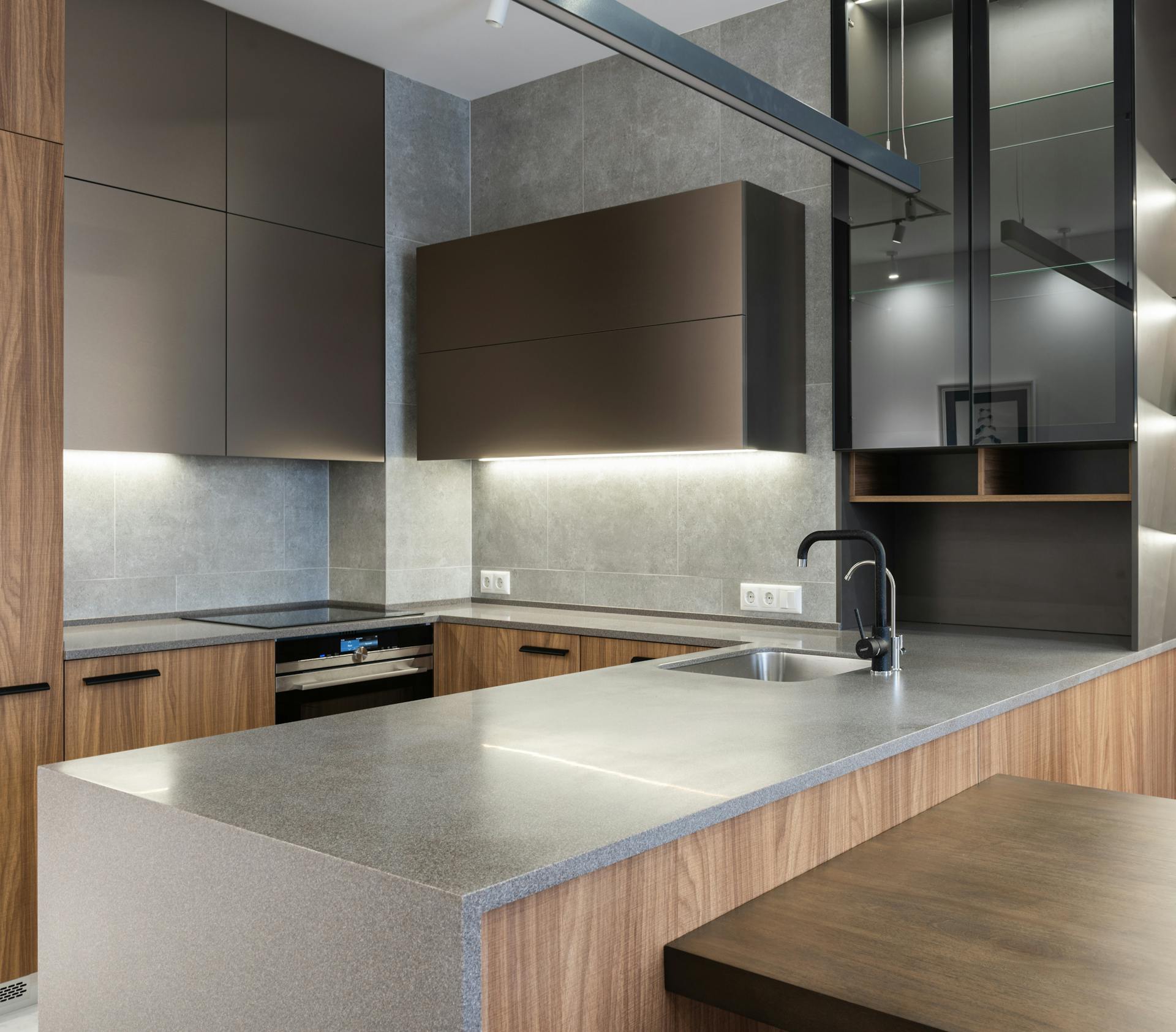 Modern kitchen remodel in New Jersey with new cabinetry, lighting, and plumbing requiring permit approval