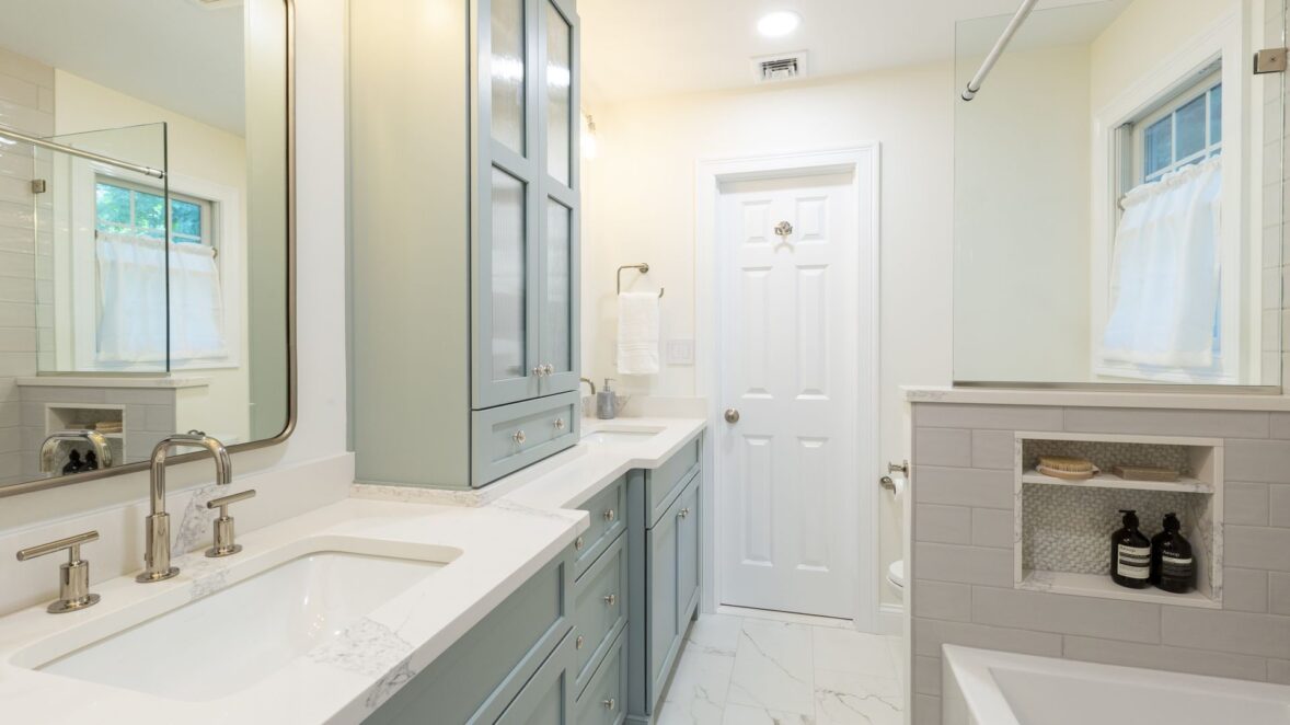 A timeless Jack and Jill bathroom designed for elegance, functionality, and shared comfort