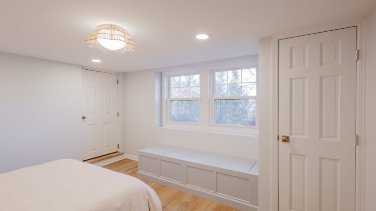 Summit NJ Basement Guest Bedroom Remodel | Custom Millwork & Private Entry