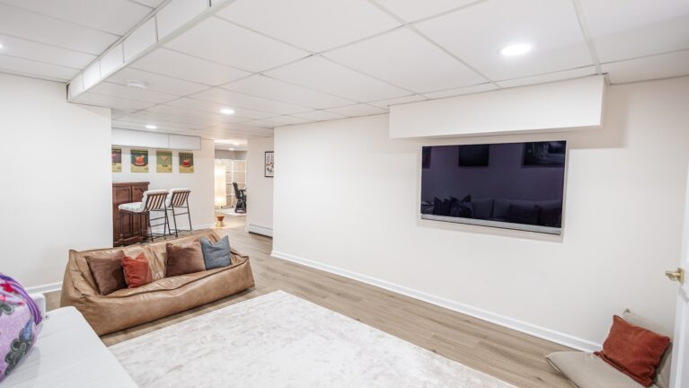 Finished Basement Renovation with Guest Suite and Living Space in Montclair NJ