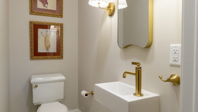 Classic Maplewood NJ Powder Room Remodel | Under-Stair Space Transformation