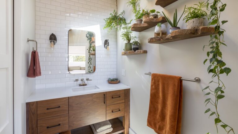 Zen-Inspired Attic Bathroom with NYC Skyline Views
