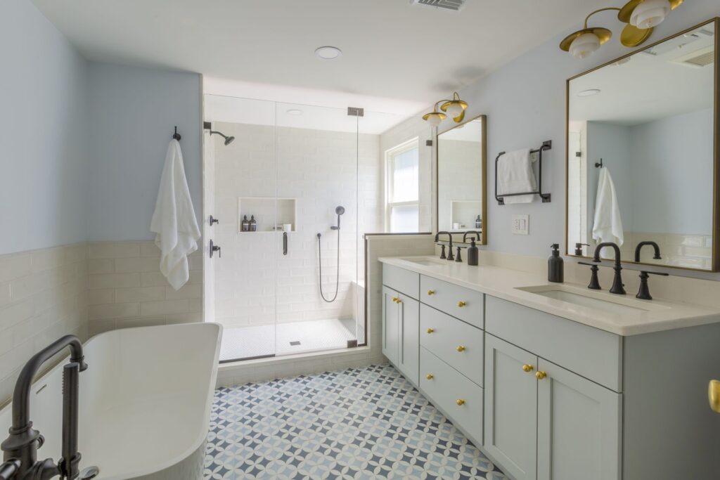 Transitional Master Bathroom Remodel in Summit, NJ