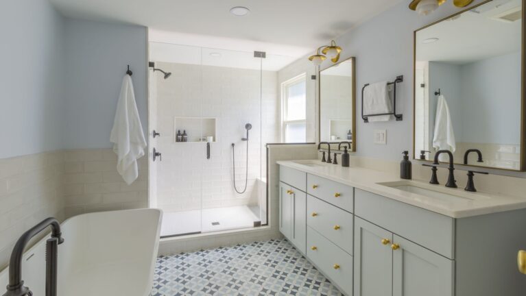 Transitional Master Bathroom Remodel in Summit, NJ
