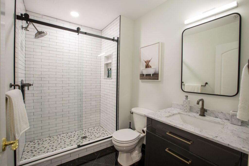 Eclectic Basement Bath, Livingston, NJ