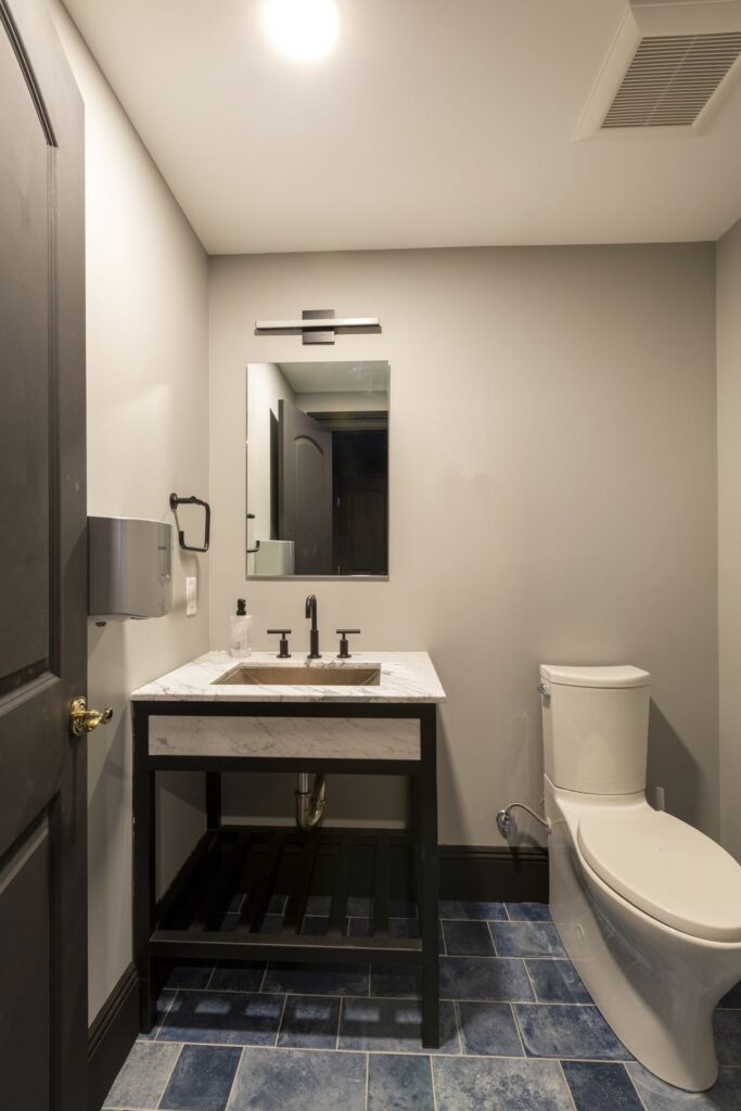 Luxury Powder Room Addition in Finished Basement | Livingston, NJ