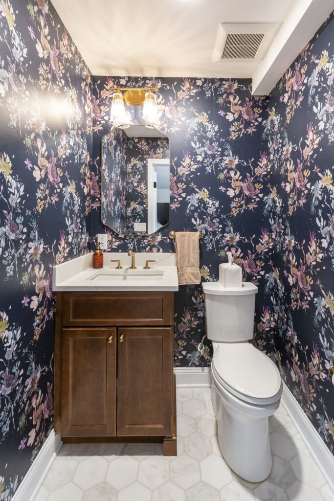 Chatham NJ Bold Floral Powder Room Remodel