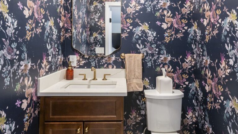 Chatham NJ Bold Floral Powder Room Remodel