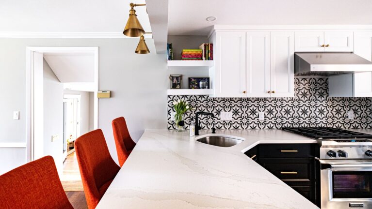 Bright Open Kitchen with Bold Details in Mendham NJ
